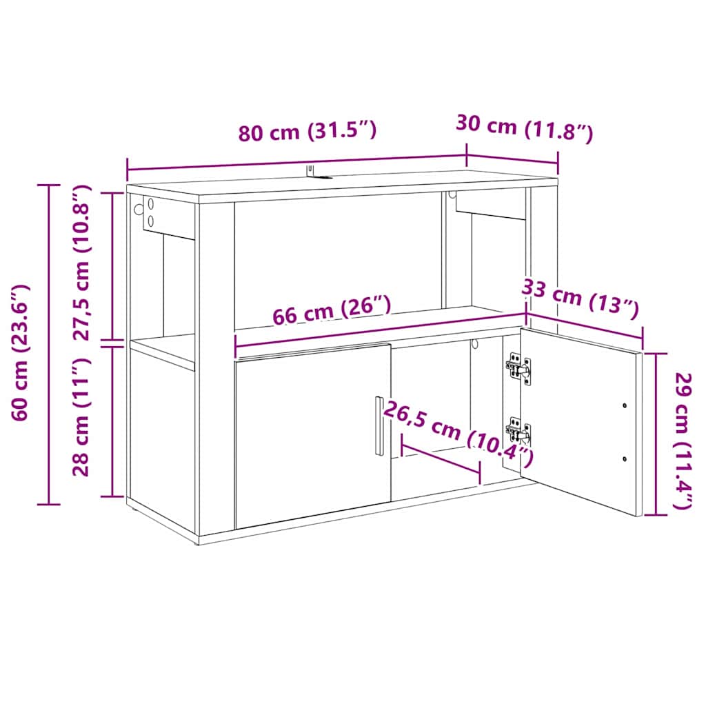 Serviesskap Svart eik 80 x 30 x 60 cm Konstruert tre