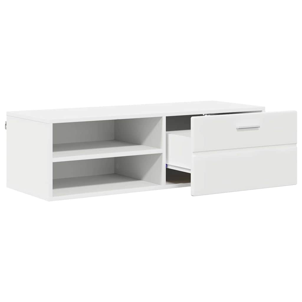 TV-skap med skuff Hvit 100.5 x 39 x 30 cm Konstruert tre