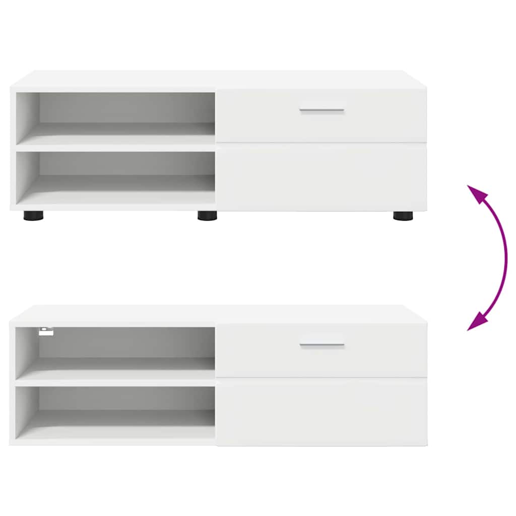 TV-skap med skuff Hvit 100.5 x 39 x 30 cm Konstruert tre