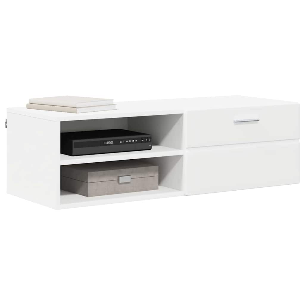 TV-skap med skuff Hvit 100.5 x 39 x 30 cm Konstruert tre
