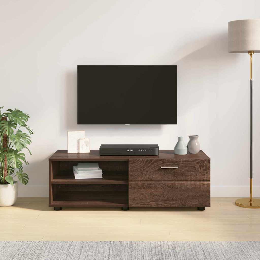 TV-skap med skuff brun eik 100.5 x 39 x 30 cm Konstruert tre
