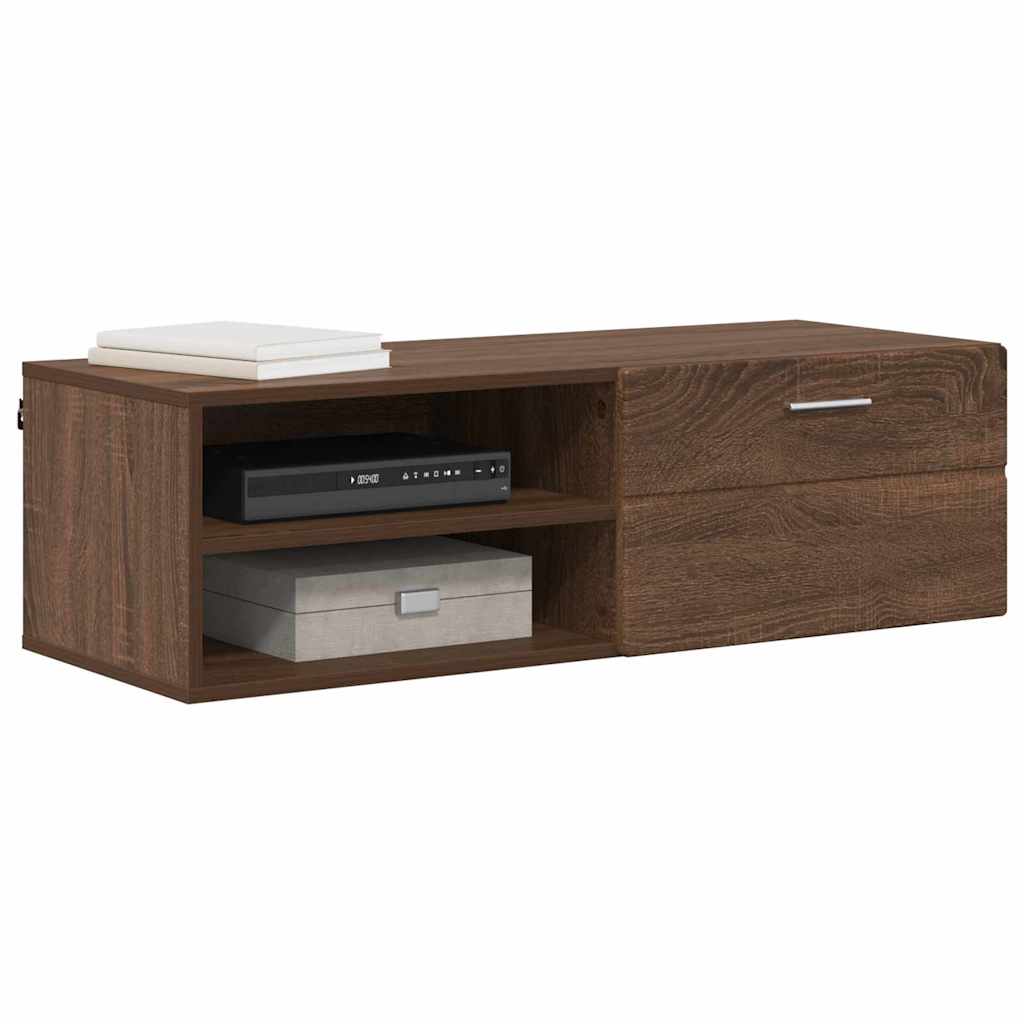 TV-skap med skuff brun eik 100.5 x 39 x 30 cm Konstruert tre