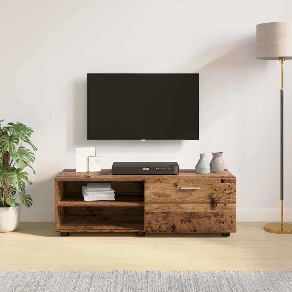 TV-skap med skuff Gammelt tre 100.5 x 39 x 30 cm Konstruert tre