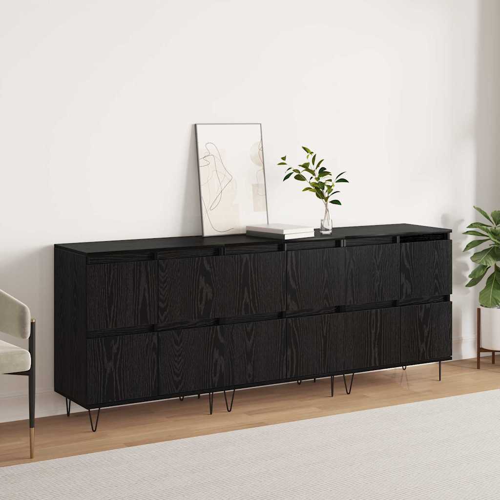 Skap 3 pcs Svart eik 180 x 35 x 70 cm Konstruert tre