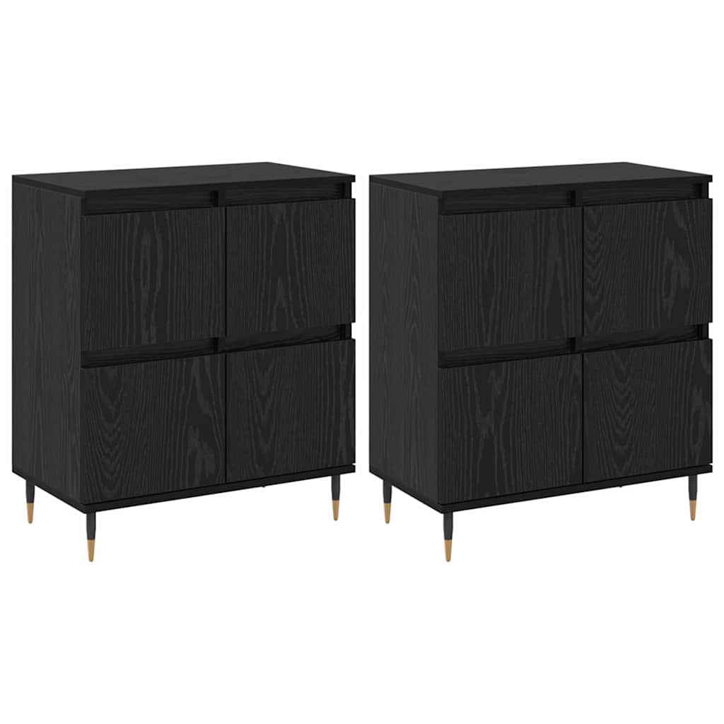 Skap 2 pcs Svart eik 120 x 35 x 70 cm Konstruert tre