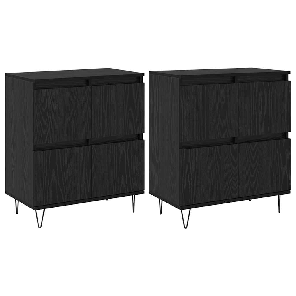 Skap 2 pcs Svart eik 120 x 35 x 70 cm Konstruert tre