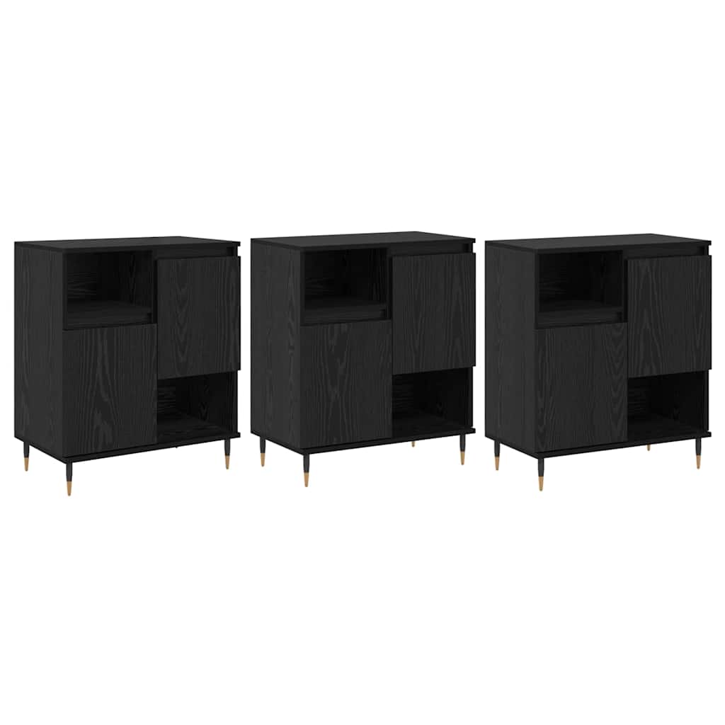 Skap 3 pcs Svart eik 180 x 35 x 70 cm Konstruert tre