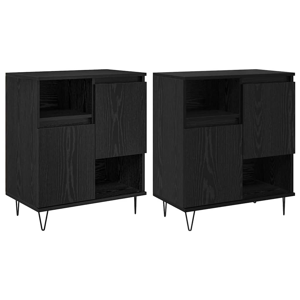 Skap 2 pcs Svart eik 120 x 35 x 70 cm Konstruert tre
