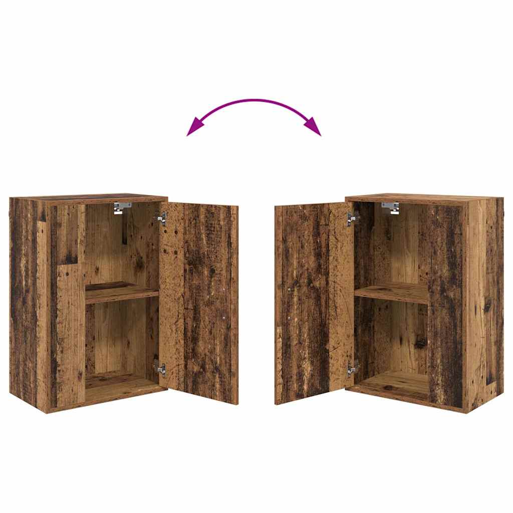 4-delt TV-skapsett Veggmontert 4 pcs Gammelt tre Konstruert tre