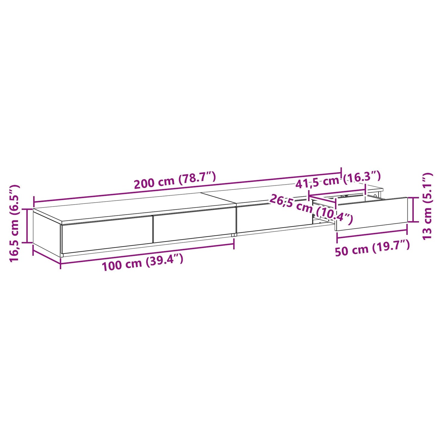 Seng Skuffer Svart 200x36,5x16,5 cm Konstruert Tre
