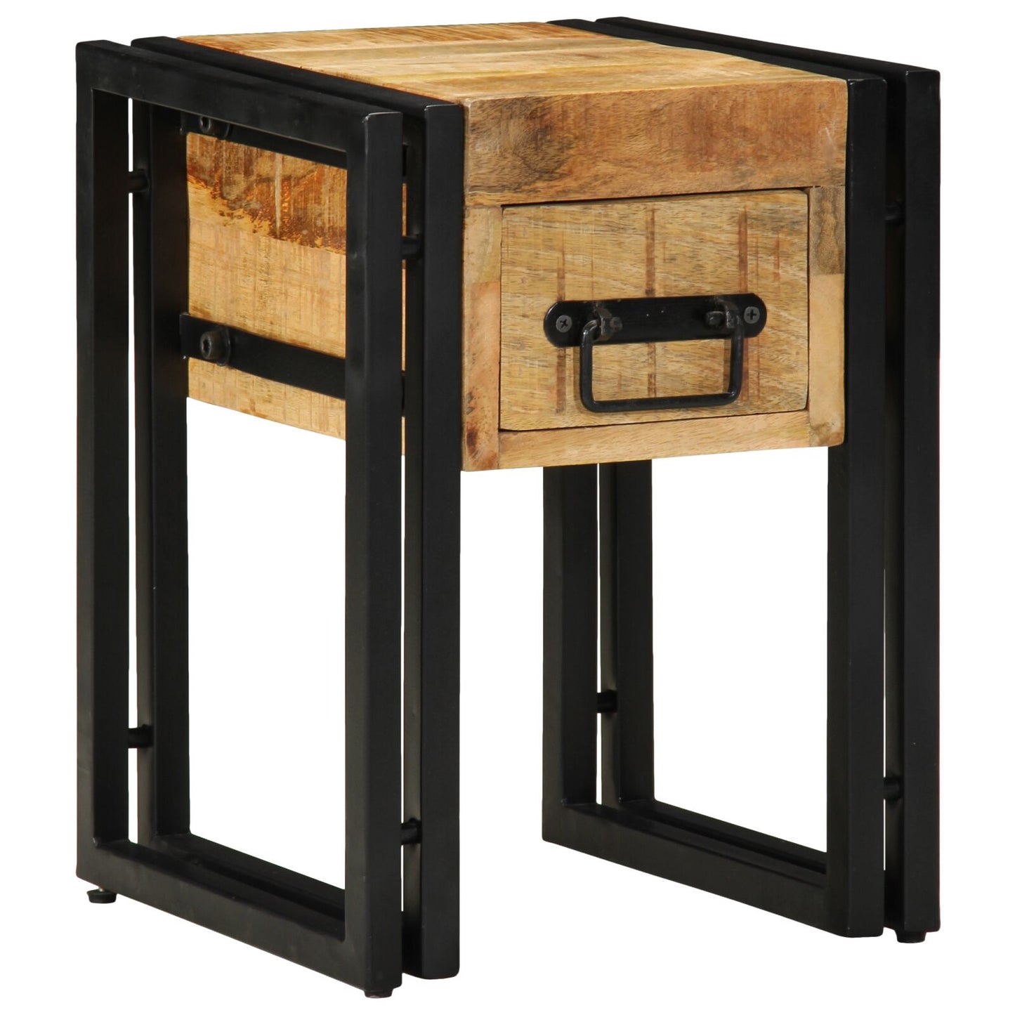 Abbelbord med skuff Svart 30x30x40 cm Massivt mangotre