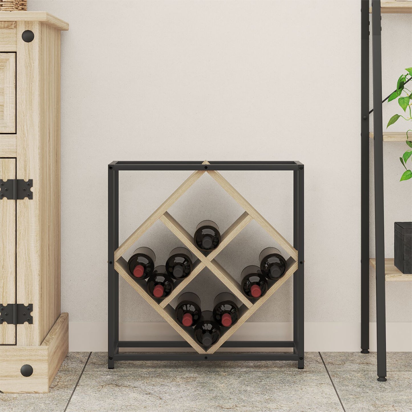 Vinreoler Sonoma eik, Svart Sponplate, Metall Medium