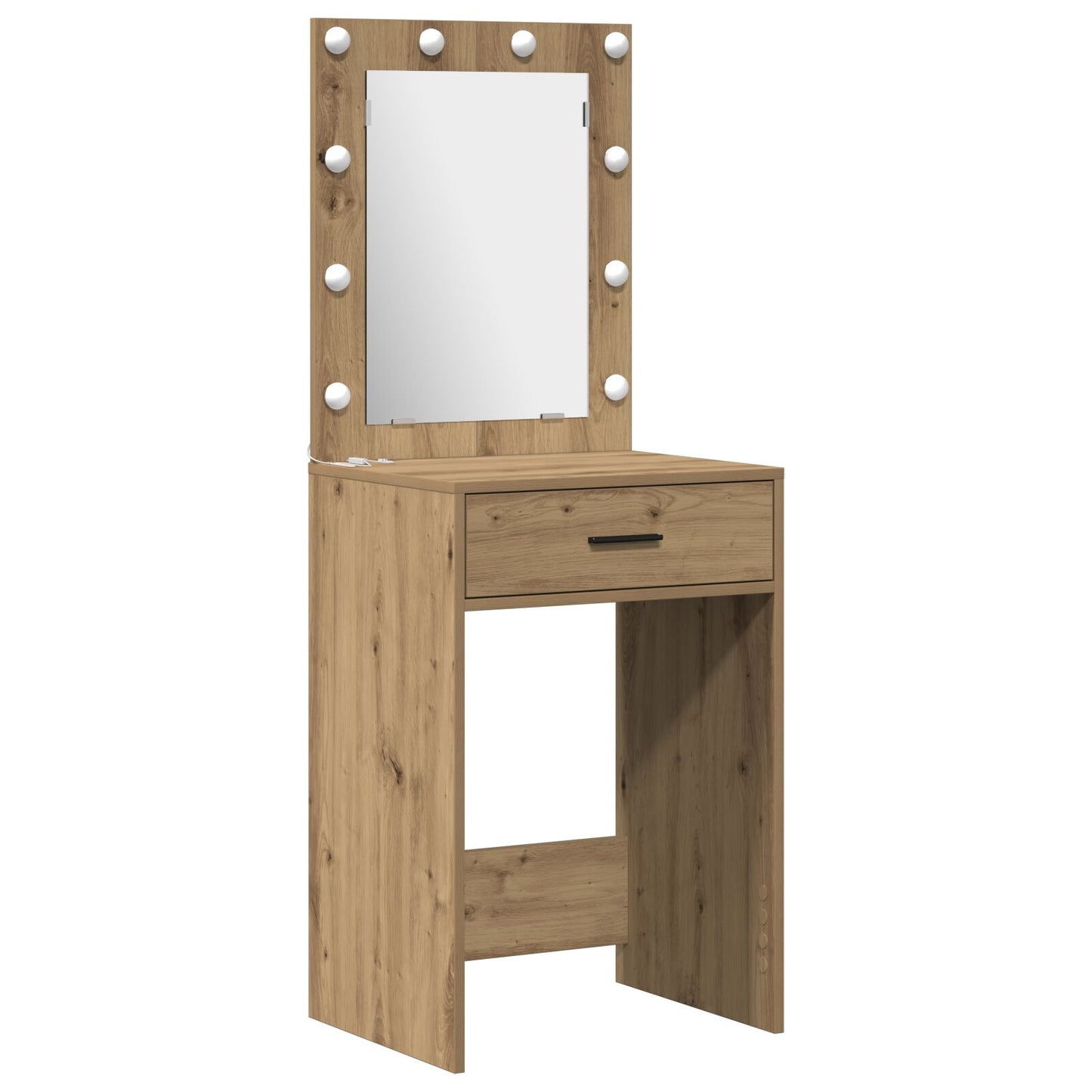 2-delt sminkebordsett med LED Artisan eikefiner