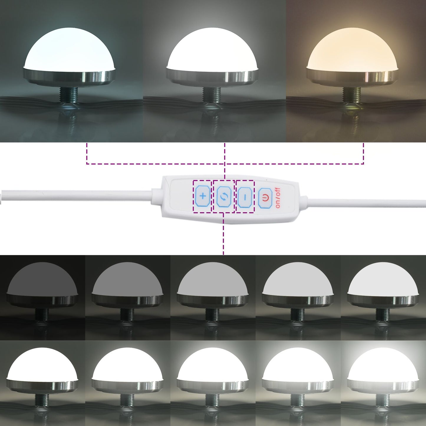 2-delt sminkebordsett med LED Artisan eikefiner
