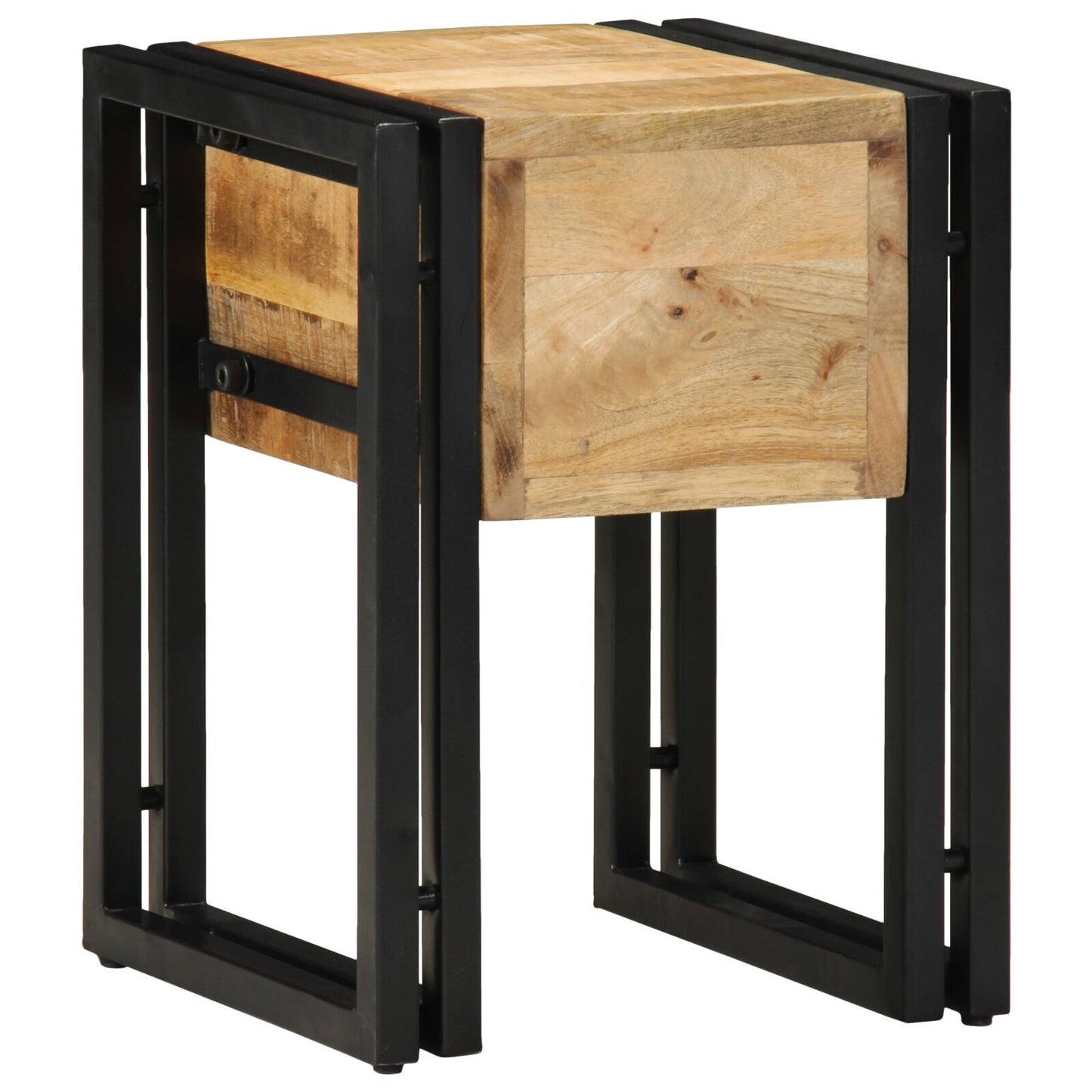 Abbelbord med skuff Svart 30x30x40 cm Massivt mangotre