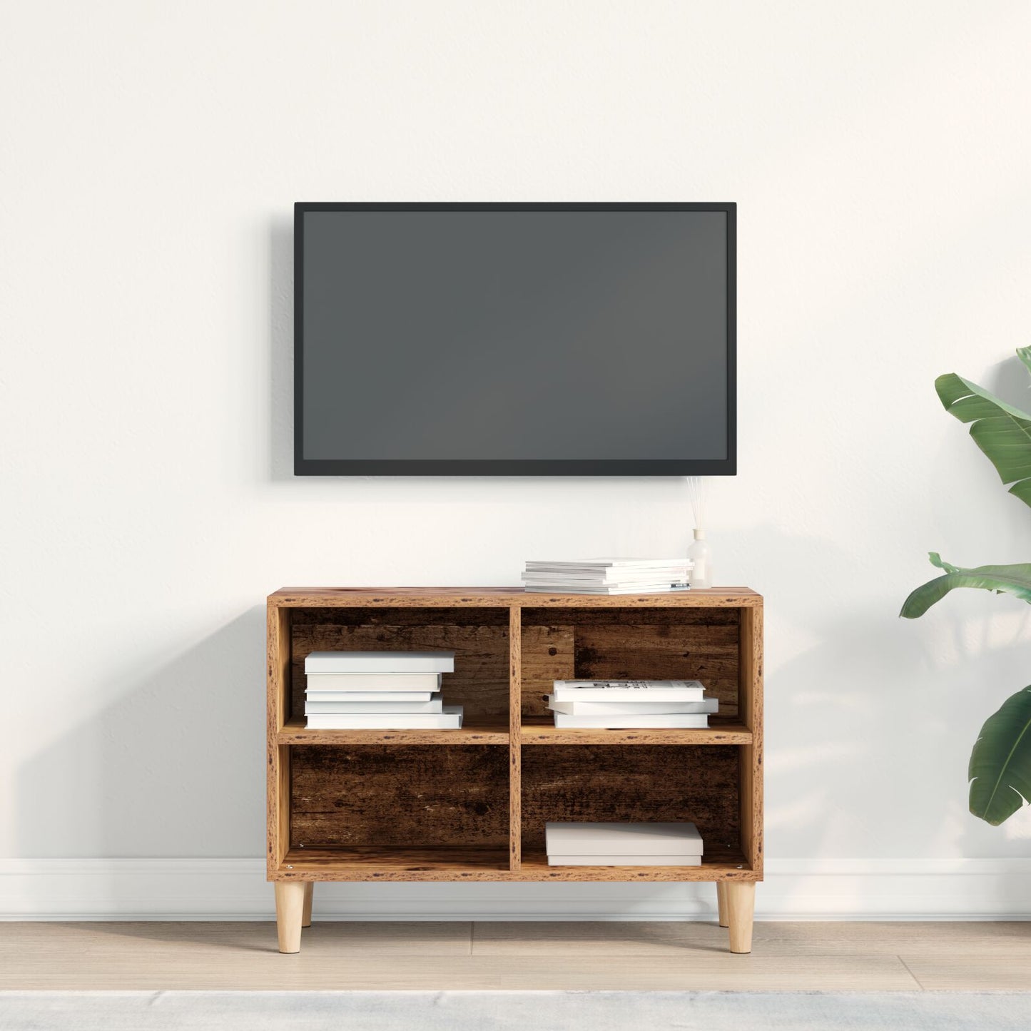 TV-kabinett med treben gammel tre 69.5x30x50 cm
