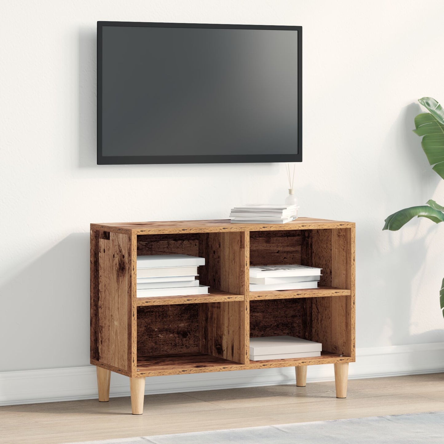 TV-kabinett med treben gammel tre 69.5x30x50 cm