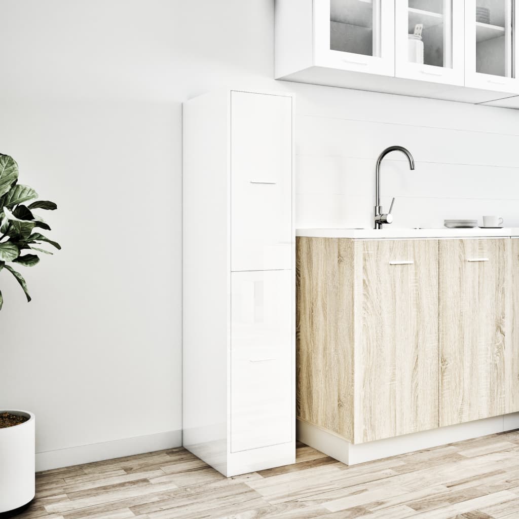 Apotekskap høyglans hvit 30x41x144,5 cm sponplater - DMF Handel