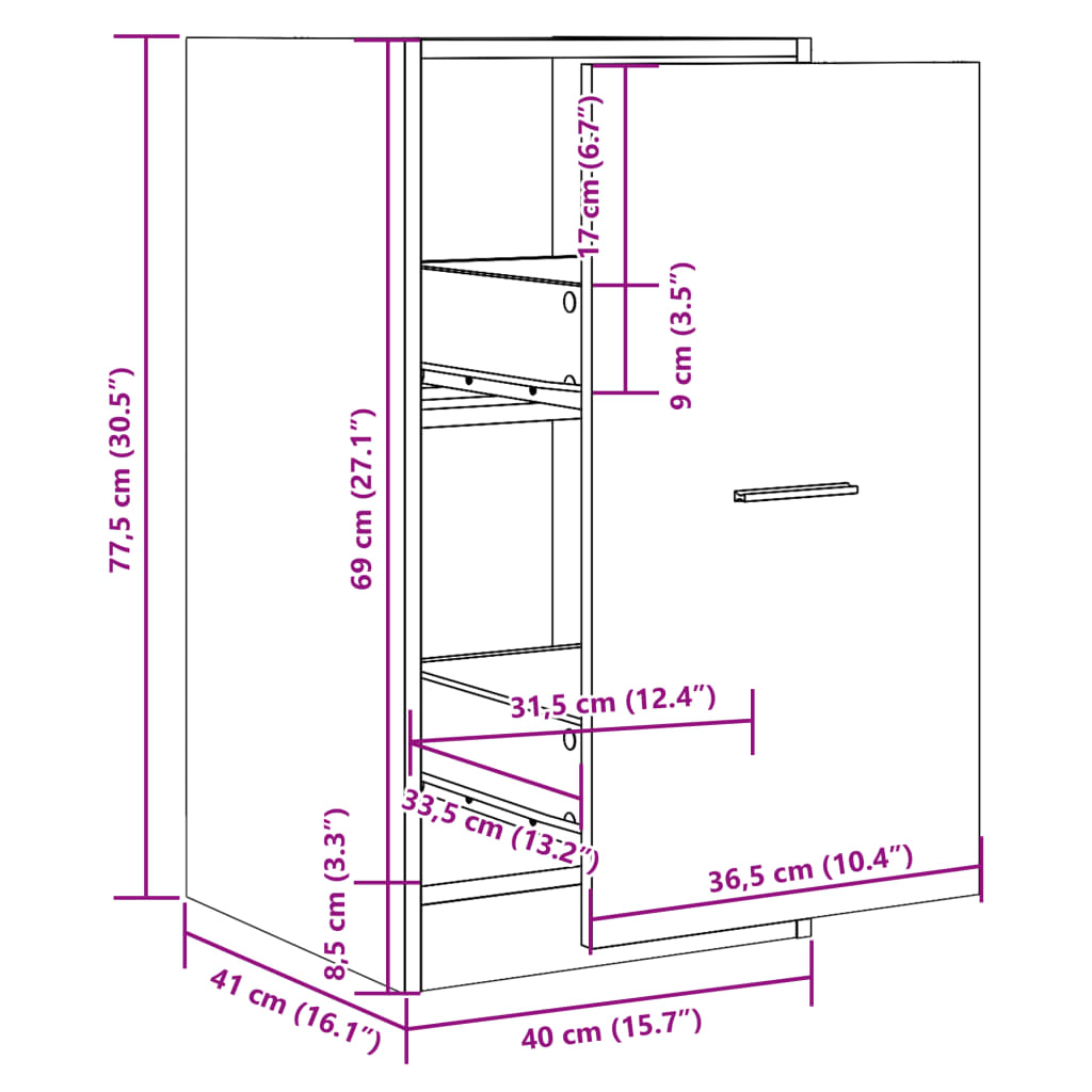 Apotekskap hvit 40x41x77,5 cm konstruert tre - DMF Handel