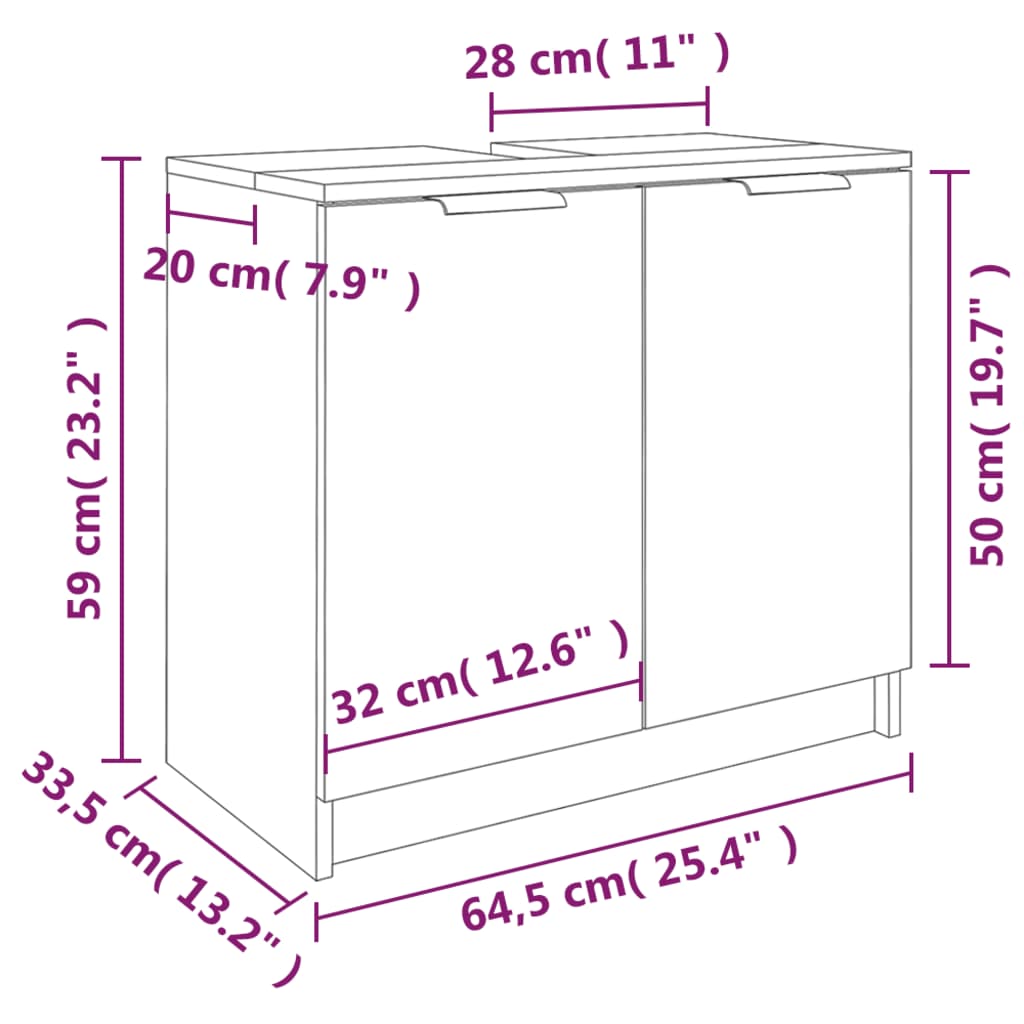 Baderomsskap grå sonoma eik 64,5x33,5x59 cm konstruert tre - DMF Handel