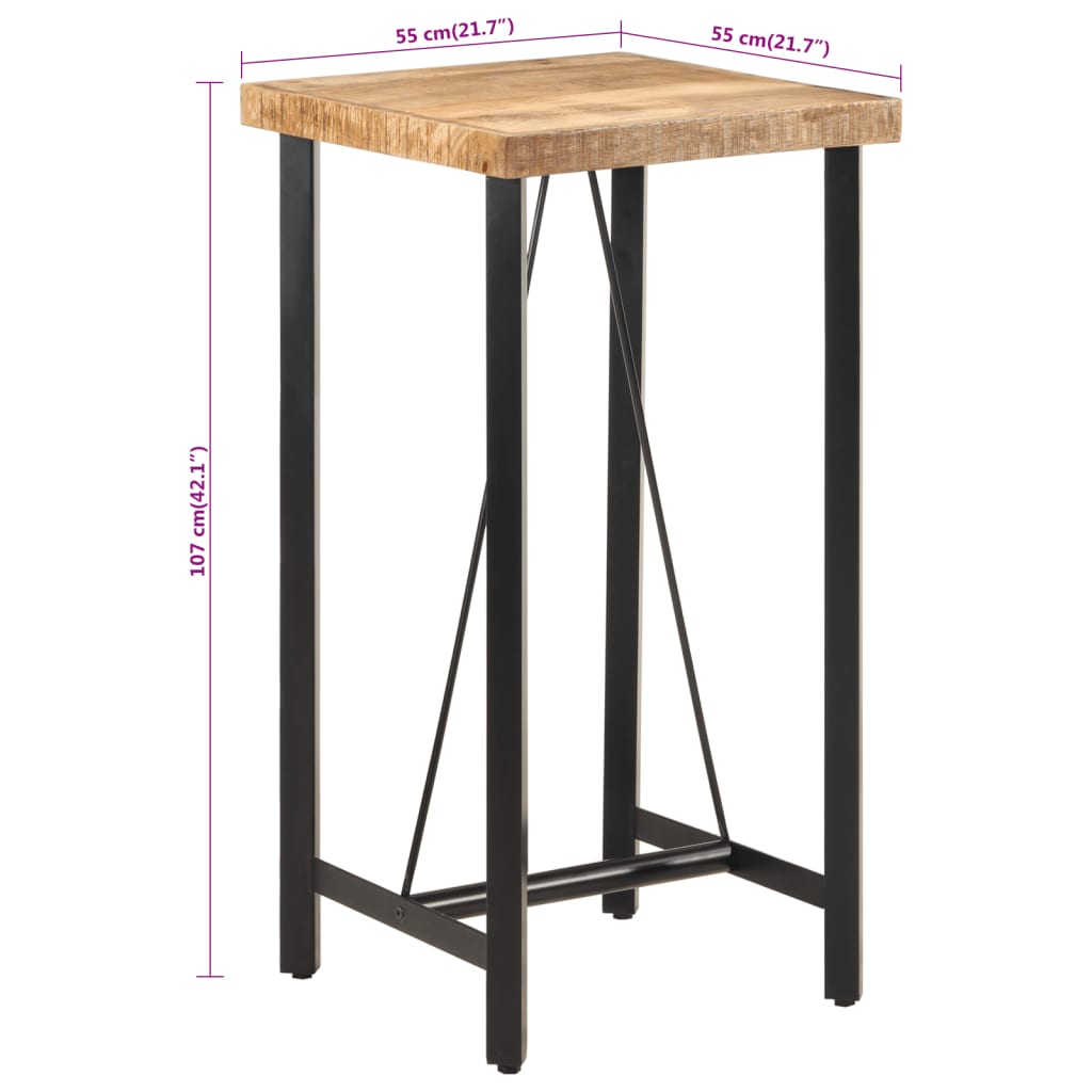 Barbord 55x55x107 cm heltre mango og jern - DMF Handel