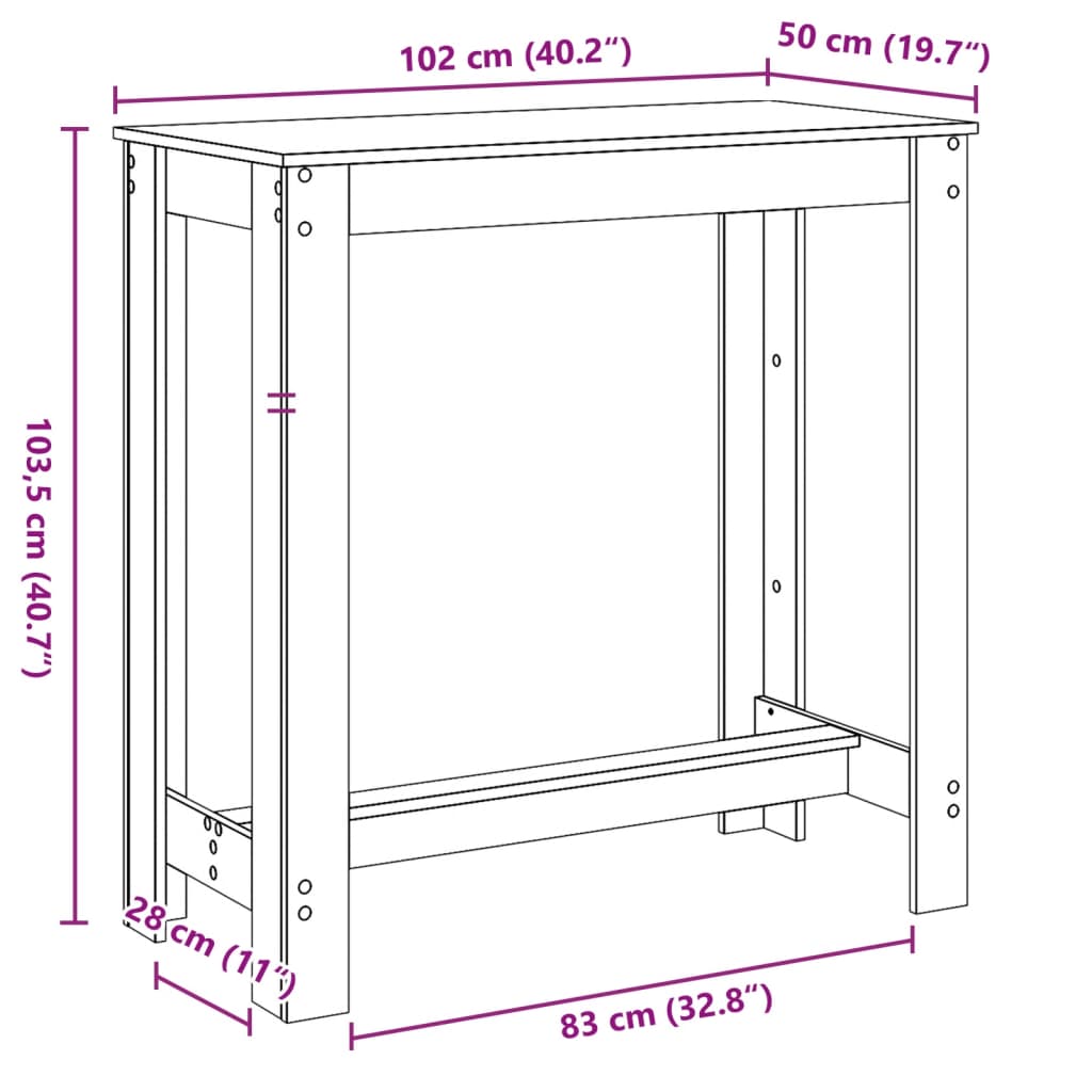 Barbord grå sonoma eik 102x50x103,5 cm konstruert tre - DMF Handel