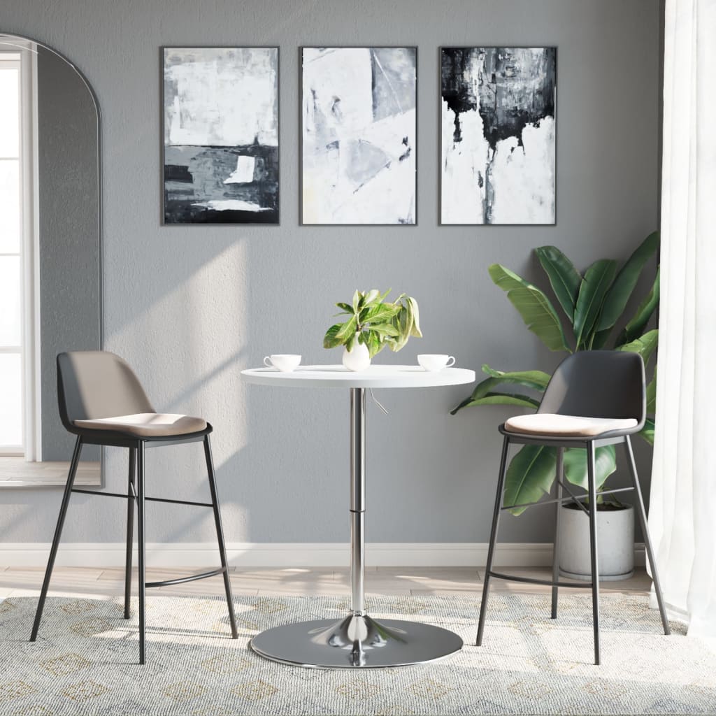 Barbord hvit 60x60x90 cm konstruert tre og forkrommet stål - DMF Handel
