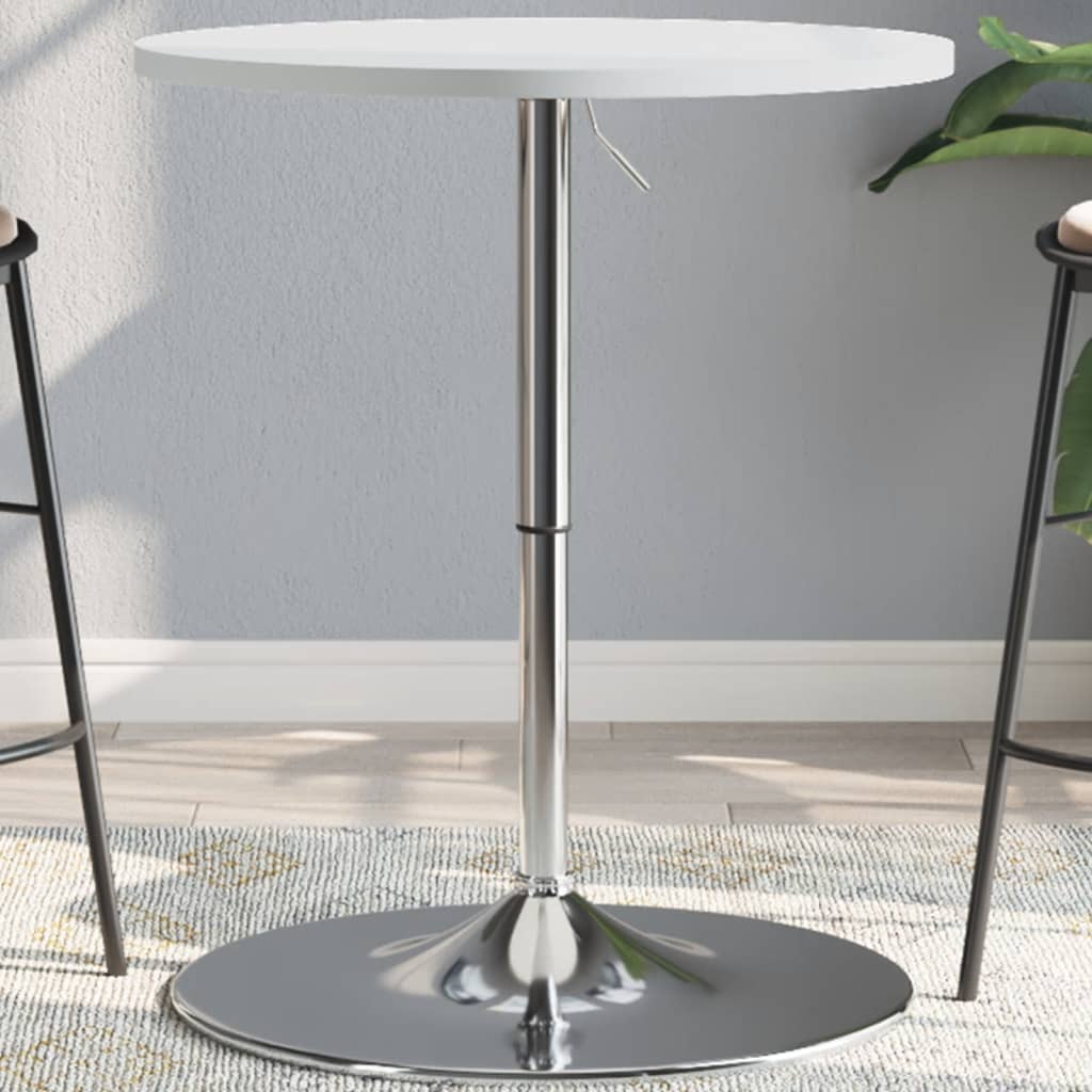 Barbord hvit 60x60x90 cm konstruert tre og forkrommet stål - DMF Handel