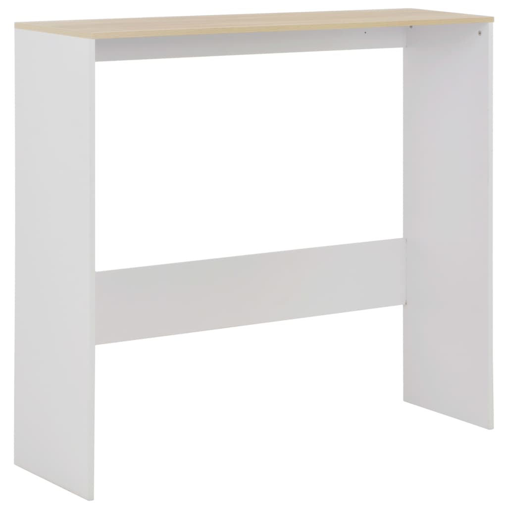 Barbord med 2 bordplater hvit og eik 130x40x120 cm - DMF Handel