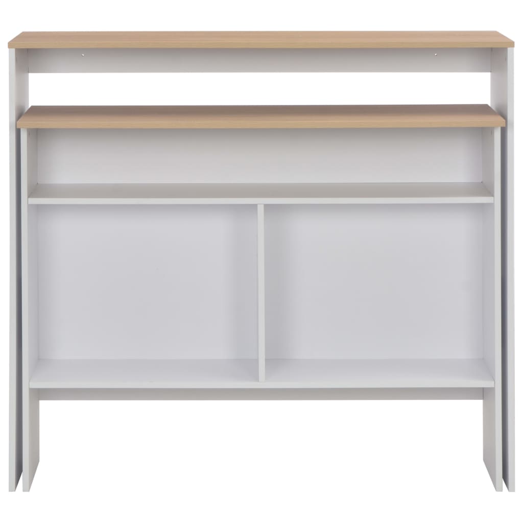 Barbord med 2 bordplater hvit og eik 130x40x120 cm - DMF Handel