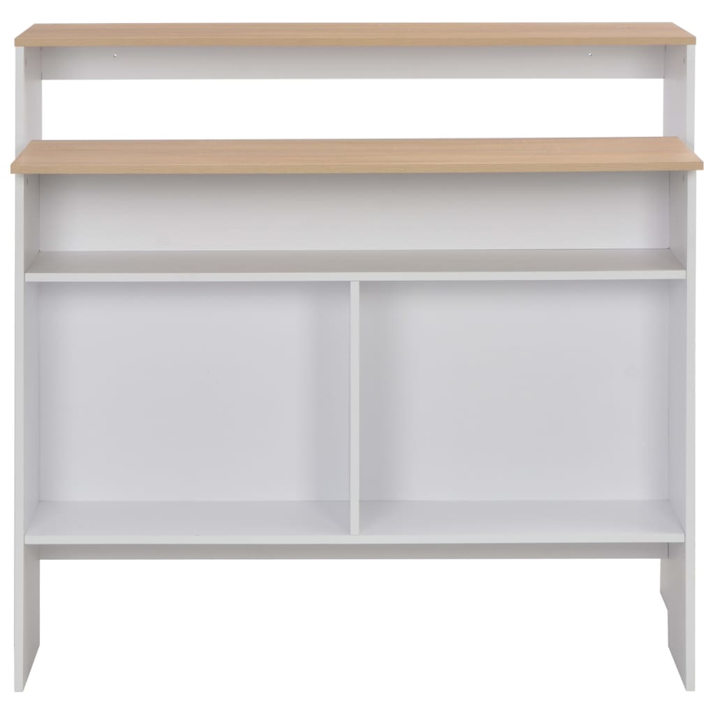 Barbord med 2 bordplater hvit og eik 130x40x120 cm - DMF Handel