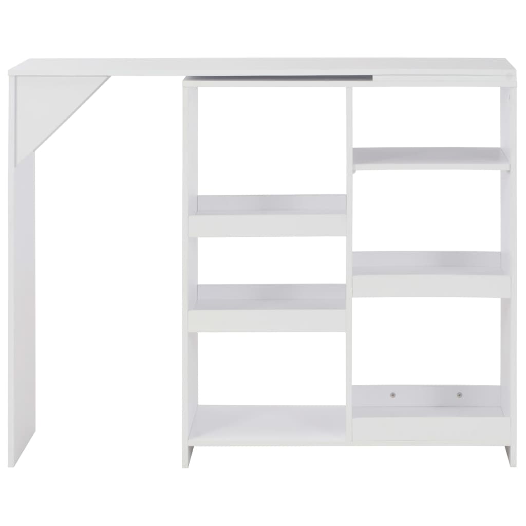 Barbord med flyttbar hylle hvit 138x39x110 cm - DMF Handel
