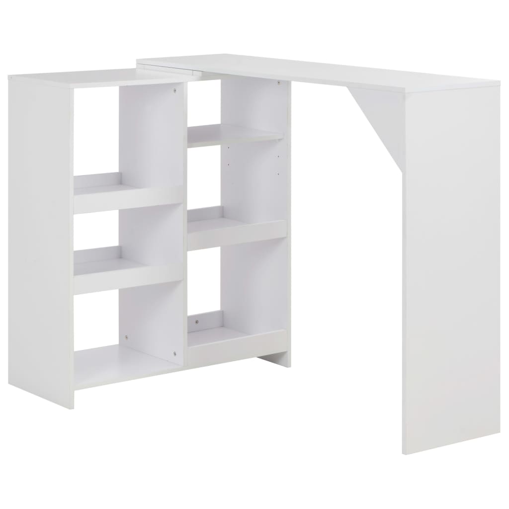 Barbord med flyttbar hylle hvit 138x39x110 cm - DMF Handel
