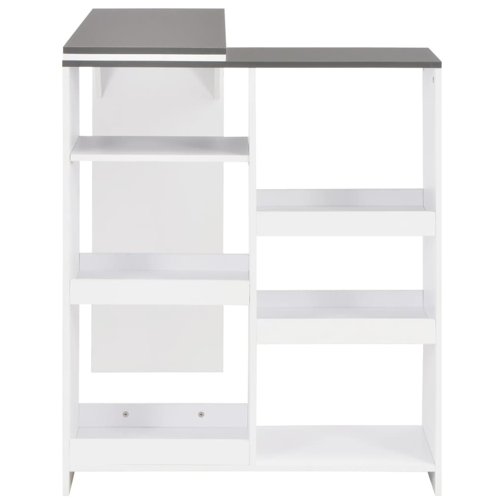Barbord med flyttbar hylle hvit 138x39x110 cm - DMF Handel