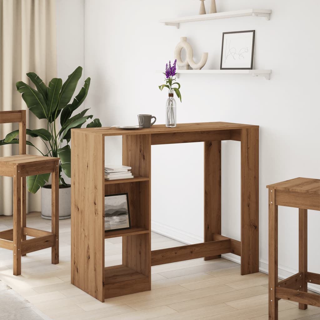Barbord med hylle artisan eik 124x46x103,5 cm konstruert tre - DMF Handel