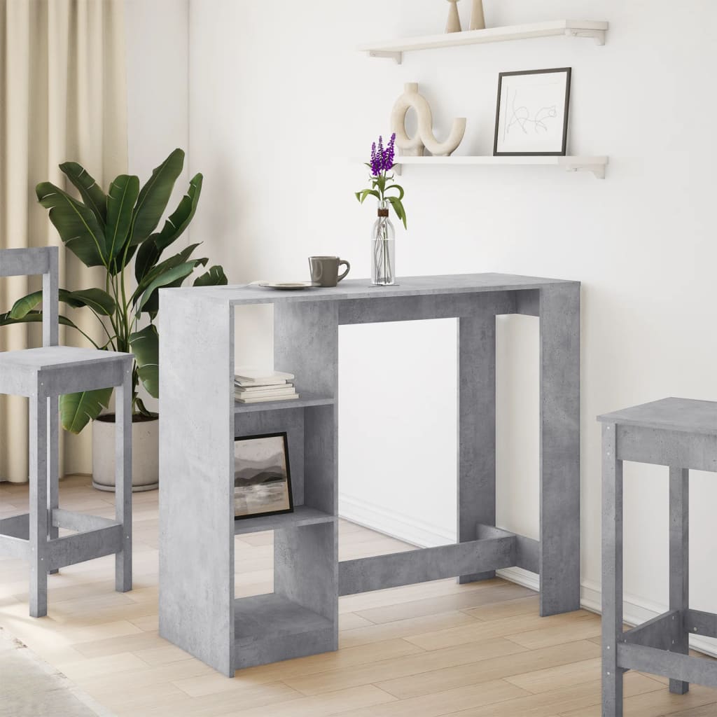 Barbord med hylle betonggrå 124x46x103,5 cm konstruert tre - DMF Handel