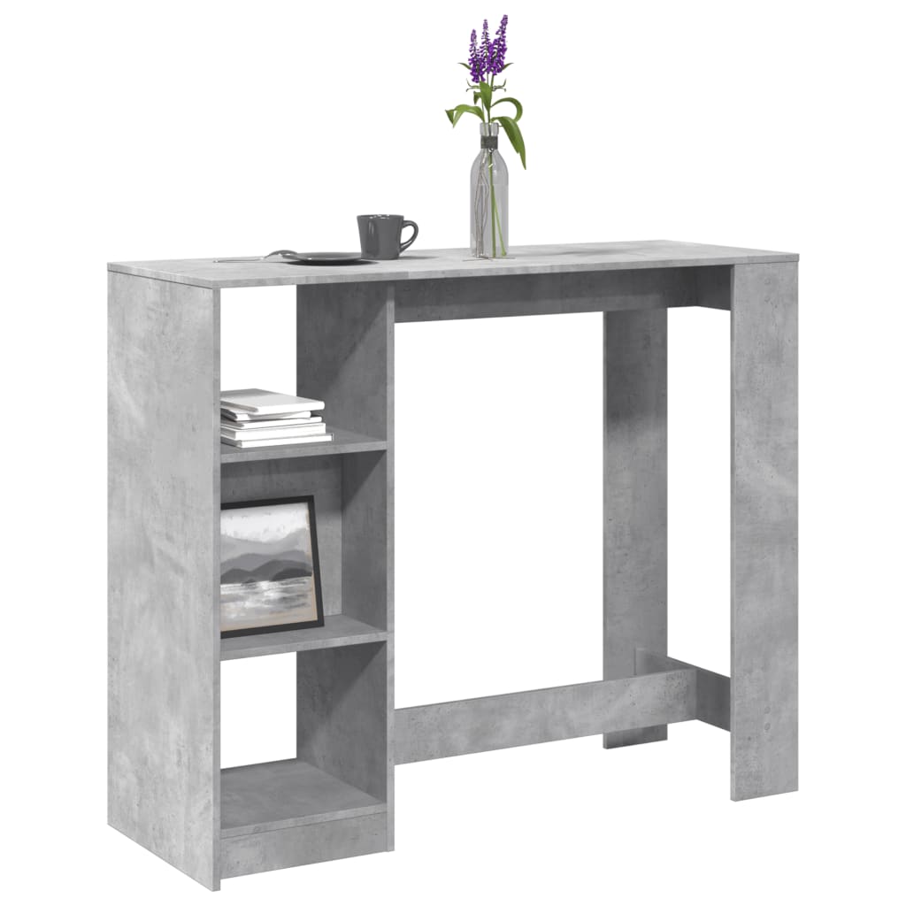 Barbord med hylle betonggrå 124x46x103,5 cm konstruert tre - DMF Handel
