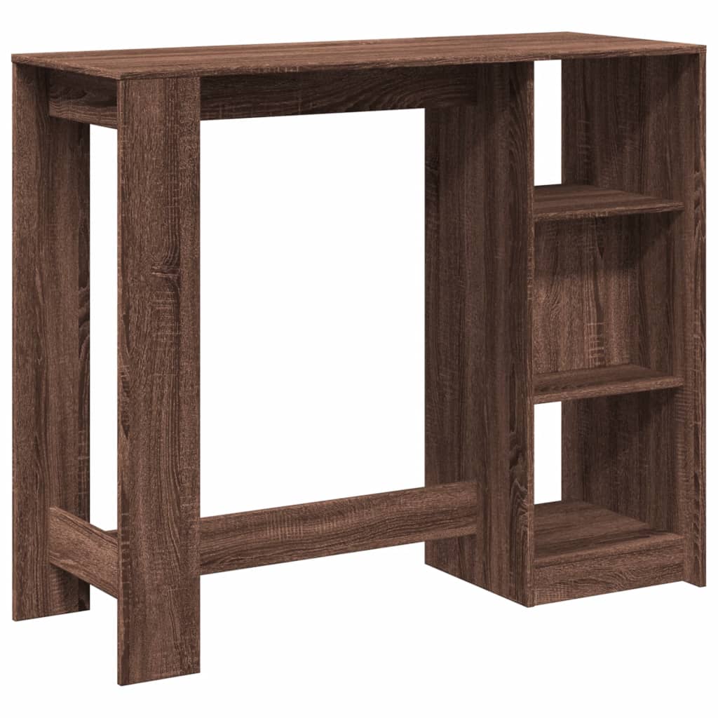 Barbord med hylle brun eik 124x46x103,5 cm konstruert tre - DMF Handel