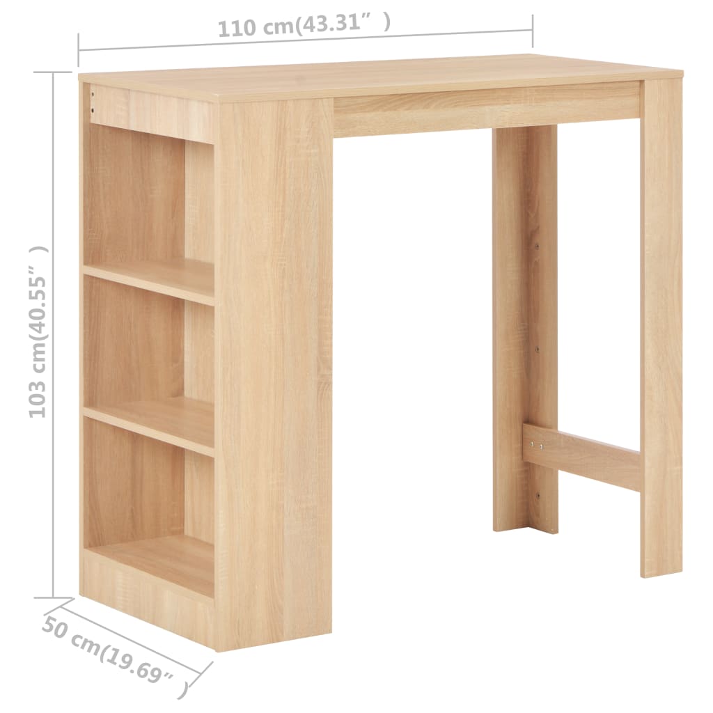 Barbord med hylle eik 110x50x103 cm - DMF Handel