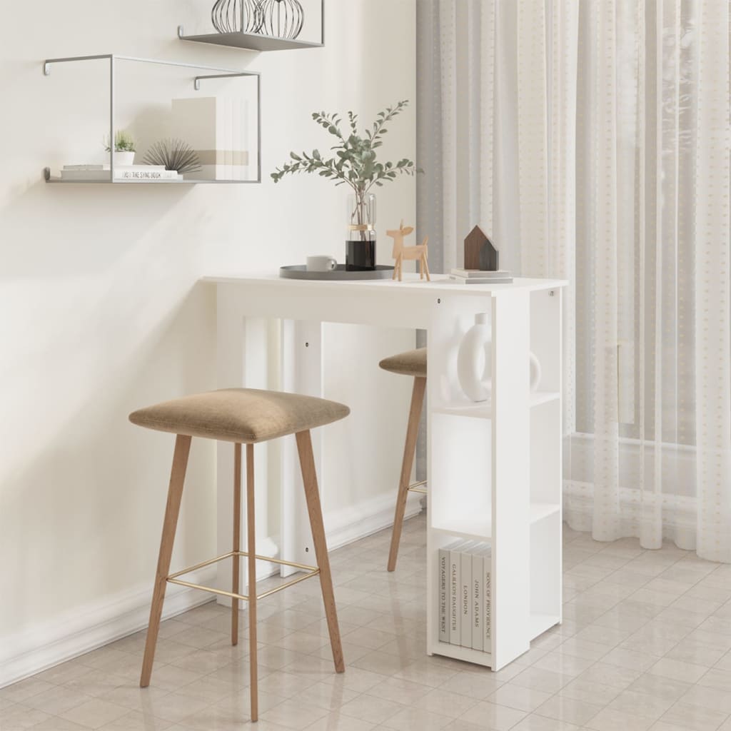 Barbord med hylle hvit 102x50x103,5 cm konstruert tre - DMF Handel