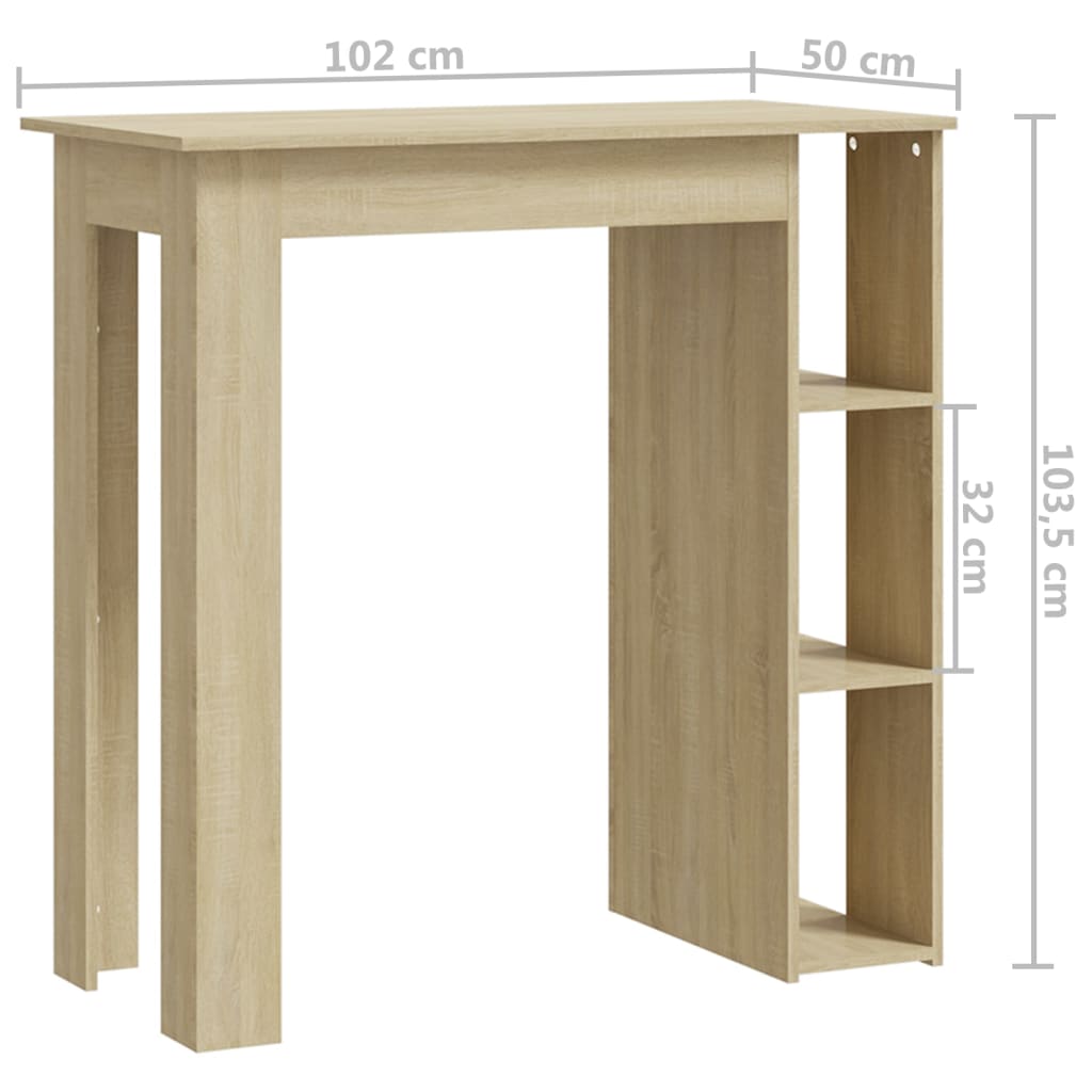 Barbord med hylle sonoma eik 102x50x103,5 cm konstruert tre - DMF Handel