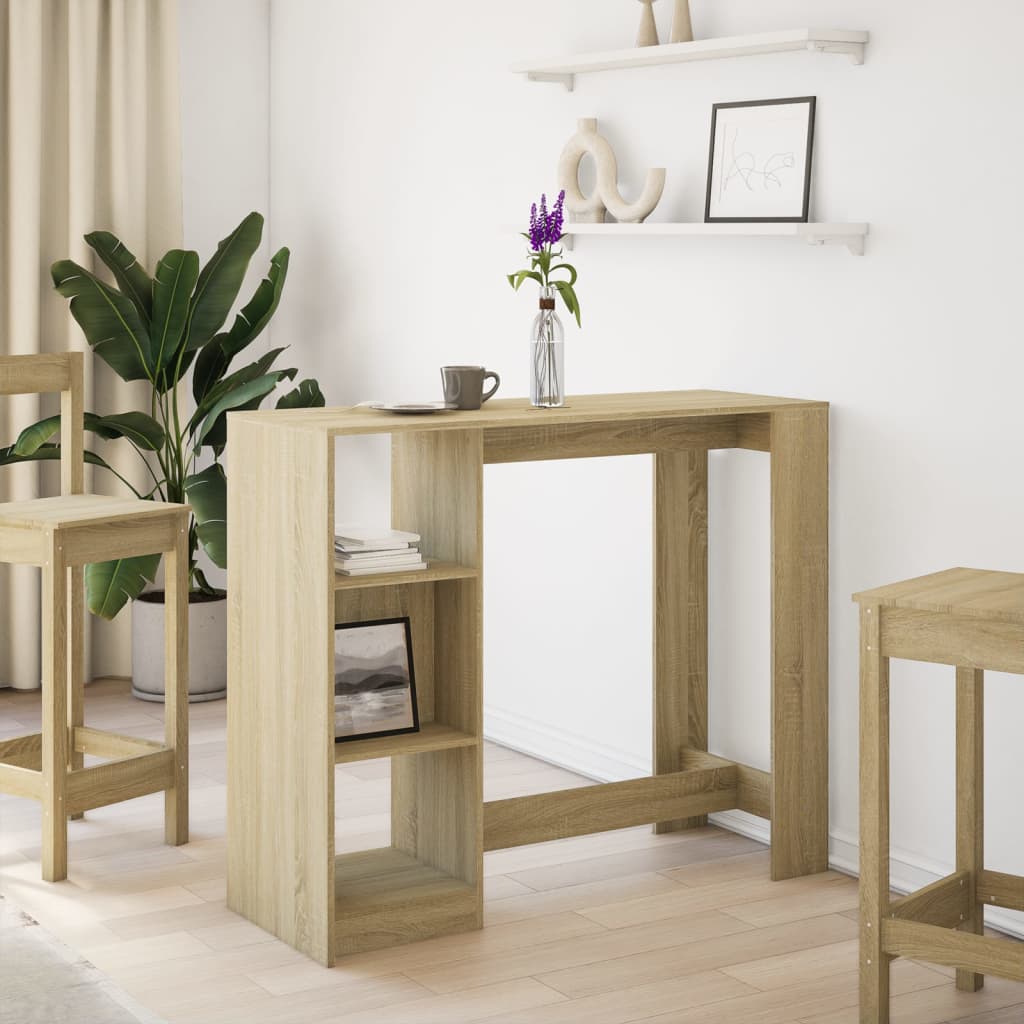 Barbord med hylle sonoma eik 124x46x103,5 cm konstruert tre - DMF Handel
