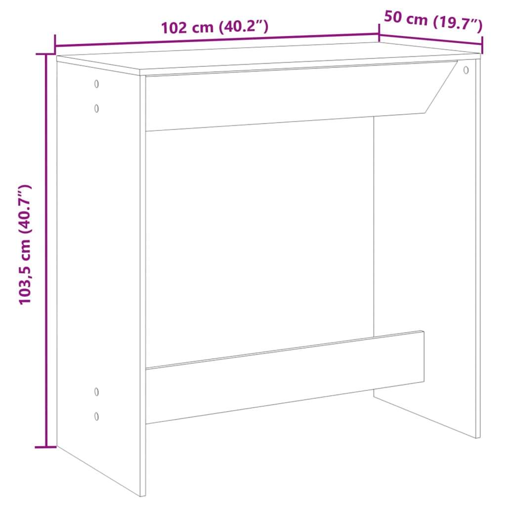 Barbord sonoma eik 102x50x103,5 cm konstruert tre - DMF Handel