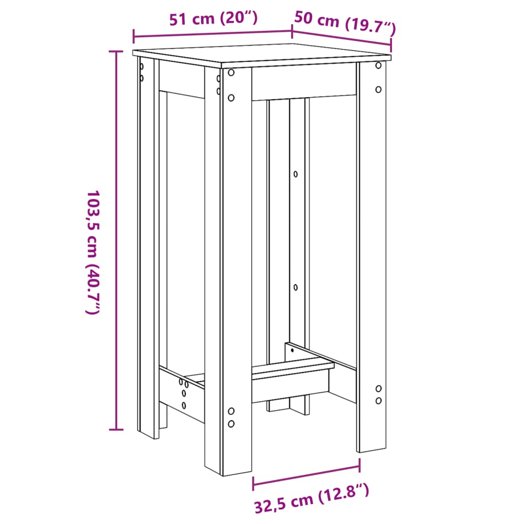 Barbord sonoma eik 51x50x103,5 cm konstruert tre - DMF Handel