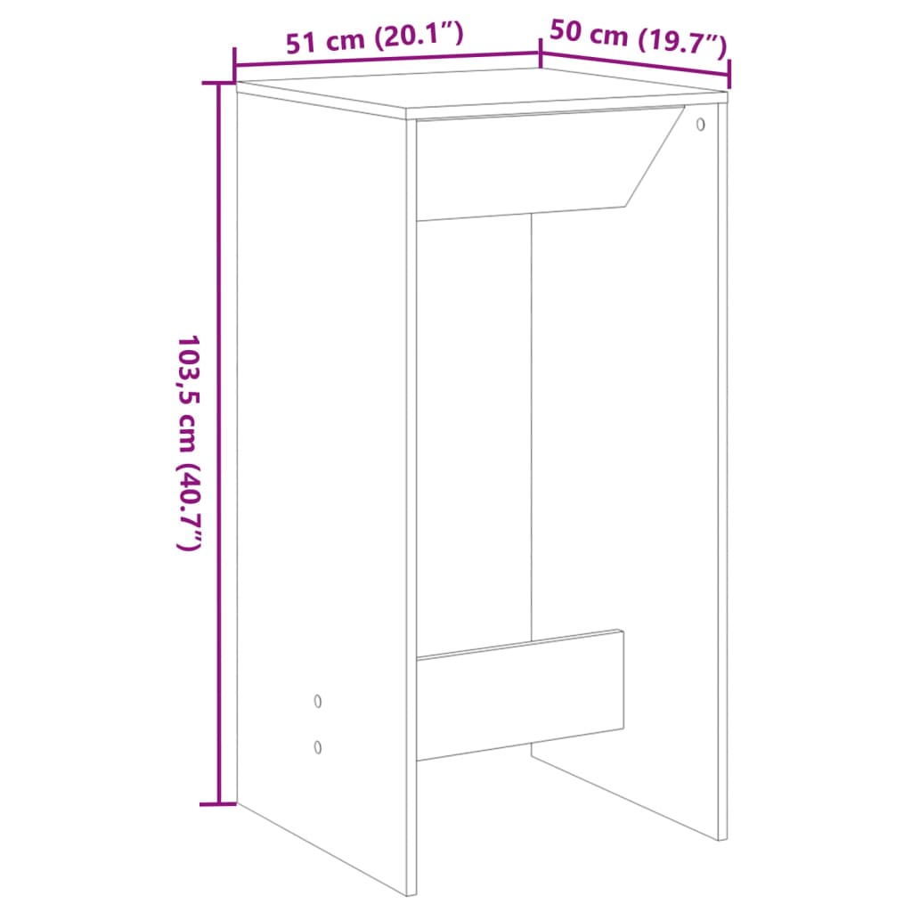 Barbord sonoma eik 51x50x103,5 cm konstruert tre - DMF Handel