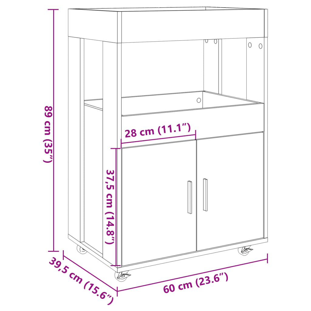 Bartralle sonoma eik 60x39,5x89 cm konstruert tre - DMF Handel