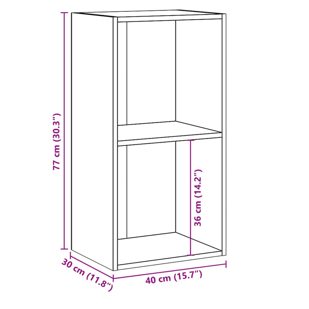 Bokhylle 2 nivåer sonoma eik 40x30x76,5 cm konstruert tre - DMF Handel