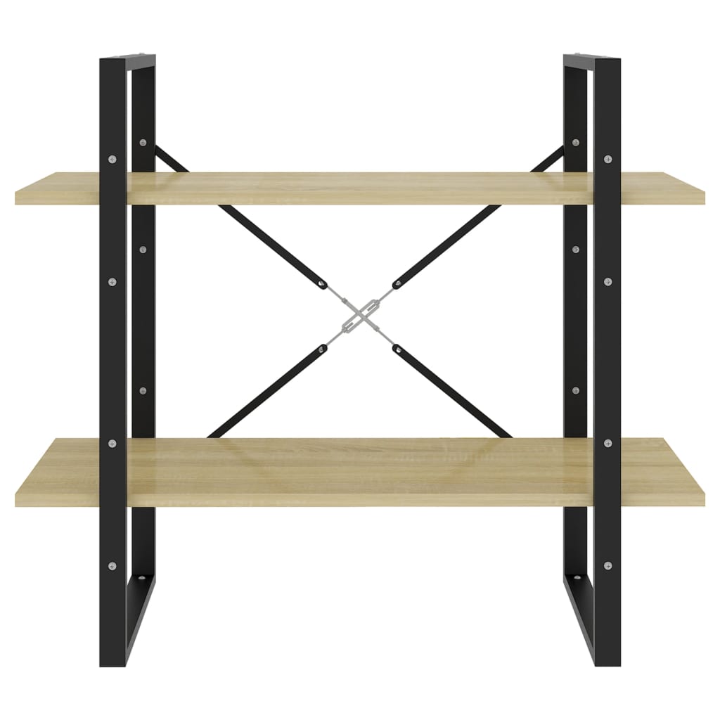 Bokhylle 2 nivåer sonoma eik 80x30x70 cm konstruert tre - DMF Handel