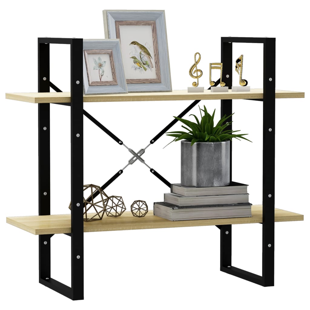 Bokhylle 2 nivåer sonoma eik 80x30x70 cm konstruert tre - DMF Handel