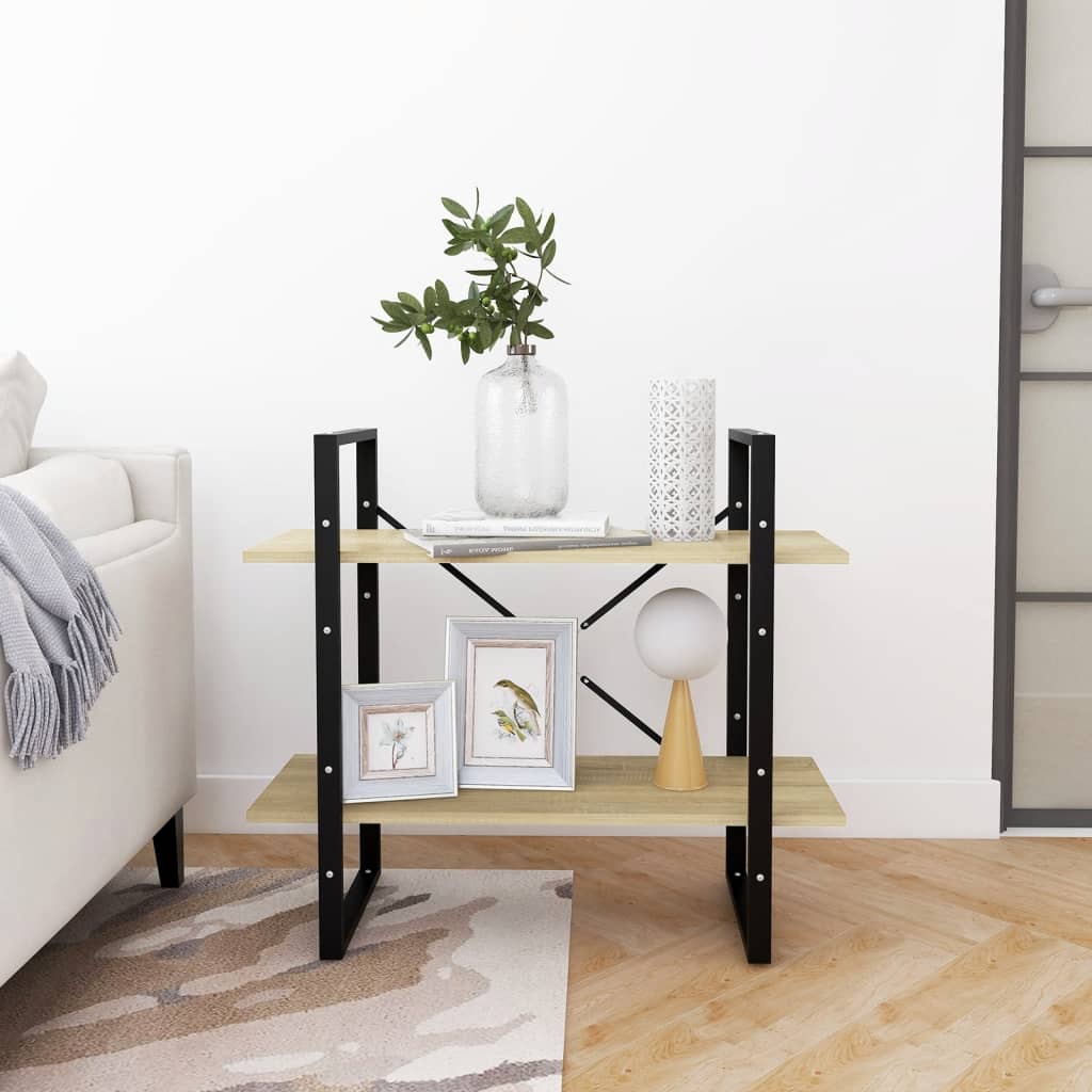 Bokhylle 2 nivåer sonoma eik 80x30x70 cm konstruert tre - DMF Handel